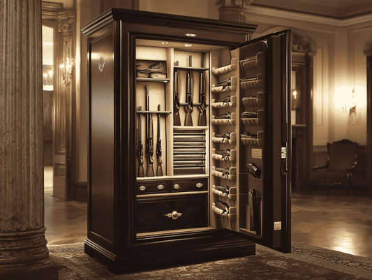 Luxurious wooden gun safe cabinet with secure storage for rifles and pistols | The Safe Havens
