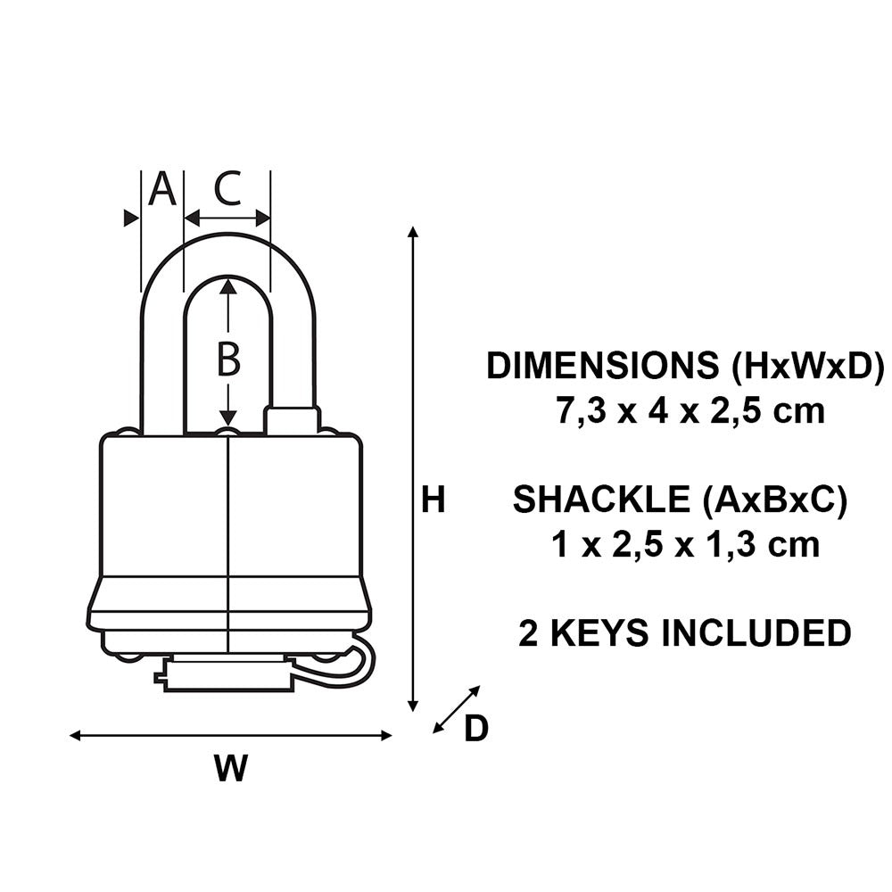 312EURD Laminated Padlock with Key and Thermoplastic Cover - The Safe Havens
