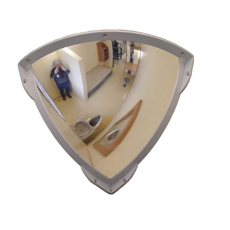 Stainless Steel Quarter Dome Mirror with Anti-Ligature Frame - 250 x 250mm - Securikey - The Safe Havens
