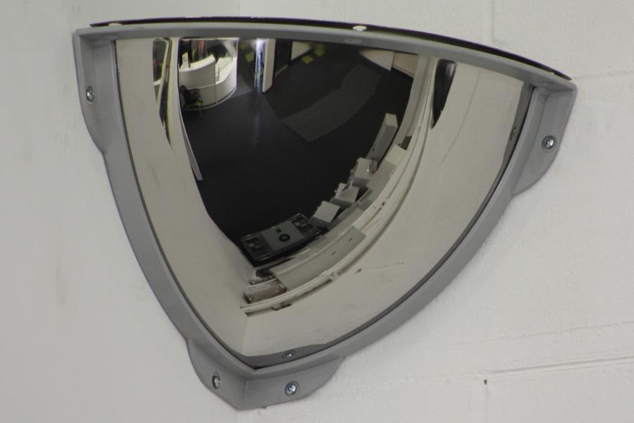 Stainless Steel Quarter Dome Mirror with Anti-Ligature Frame - 250 x 250mm - The Safe Havens
