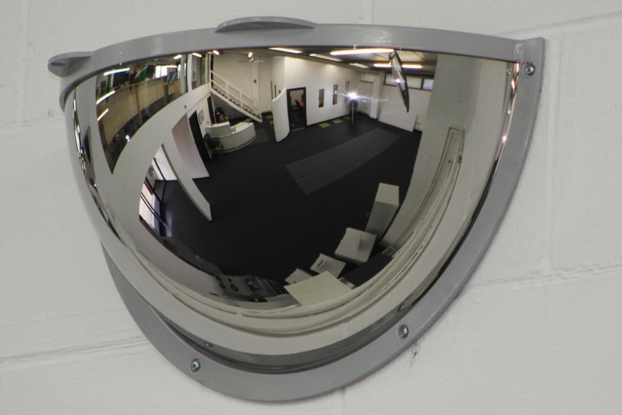 Stainless Steel Half Dome Mirror with Anti-Ligature Frame - 500 x 250mm - The Safe Havens
