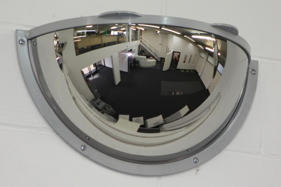 Stainless Steel Half Dome Mirror with Anti-Ligature Frame - 500 x 250mm - The Safe Havens